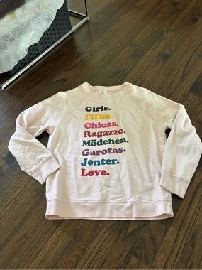 J. Crew Girls Light Pink Multicolor Text Sweatshirt